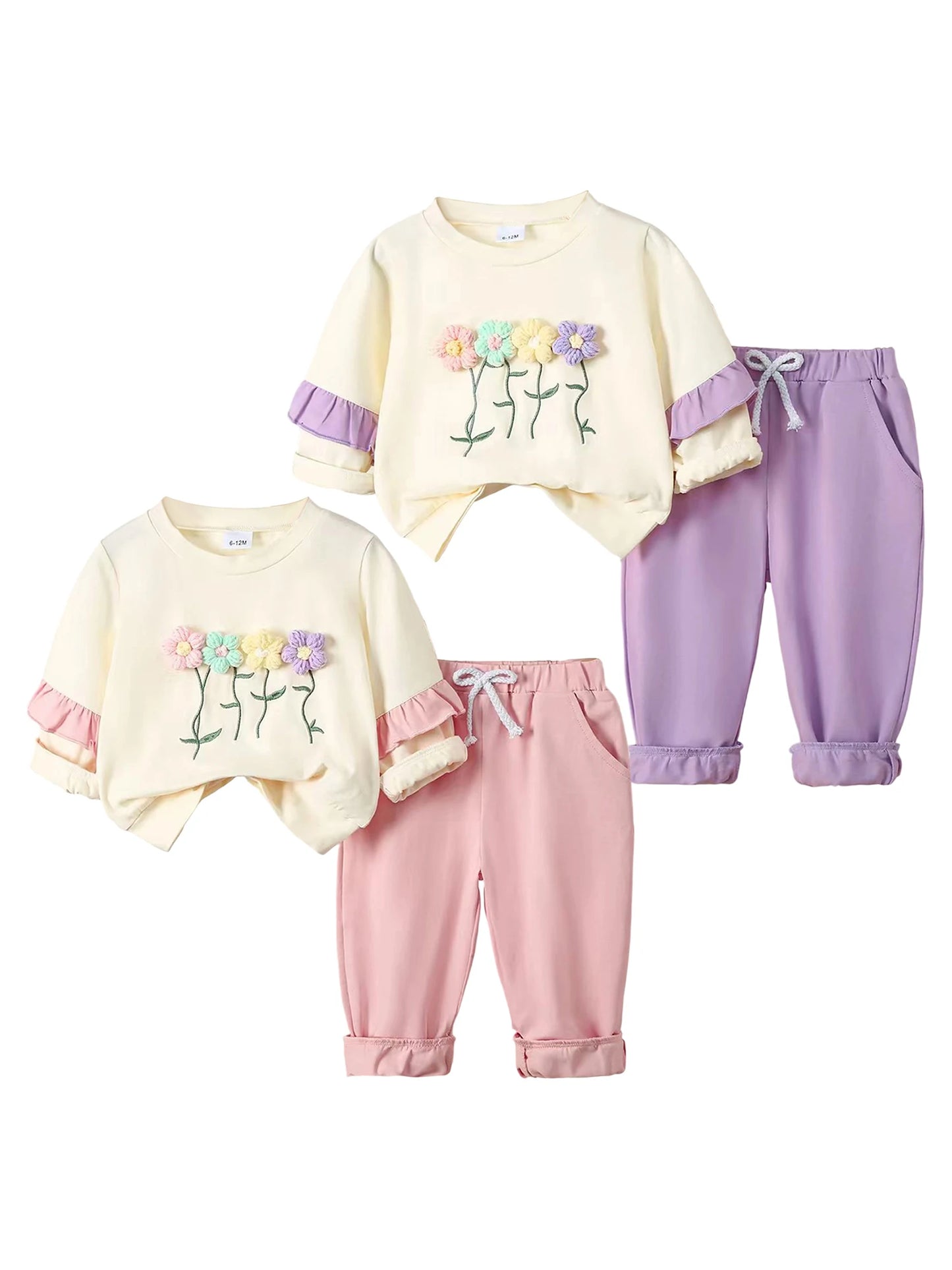 Adorable Baby Girls Winter Outfits Knitted Sweater and Fleece Lined Leggings Set Toddler 2 Piece Clothing with Cute Patterns