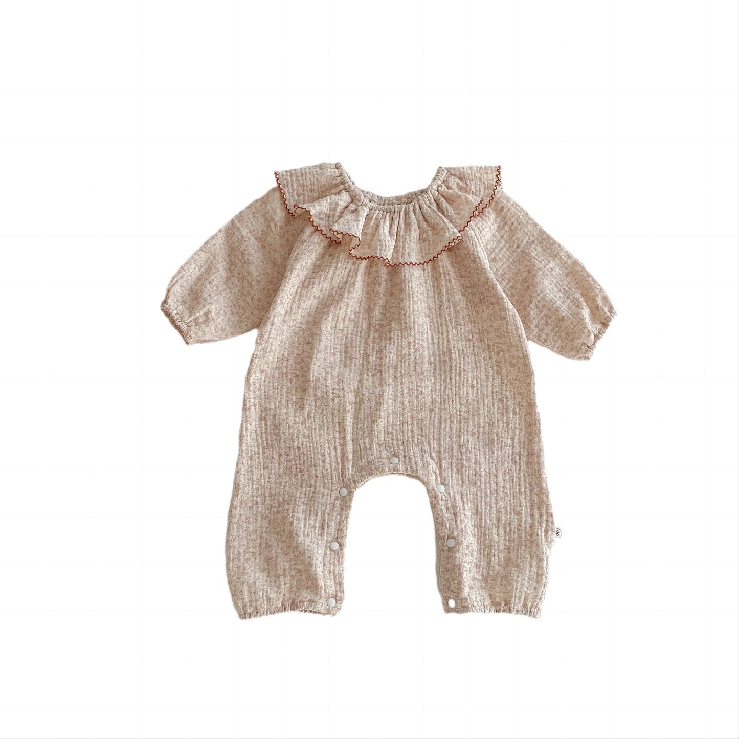 Baby Girls Chiffon Fabric Long Sleeves Frilled Collar Floral Prints Infant Romper