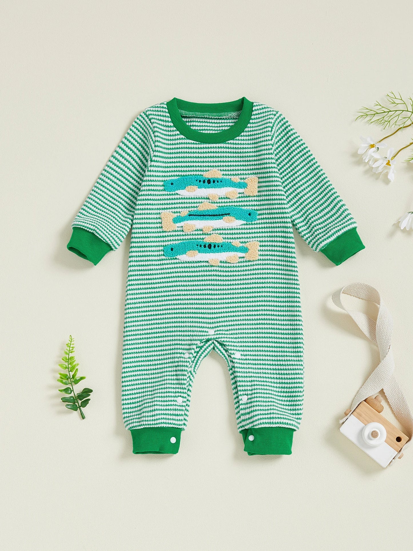 Infant Bodysuit Stylish Short Sleeve V-Neck Animal Print  Footed Toddler Clothing Set Casual Newborn Jumpsuit