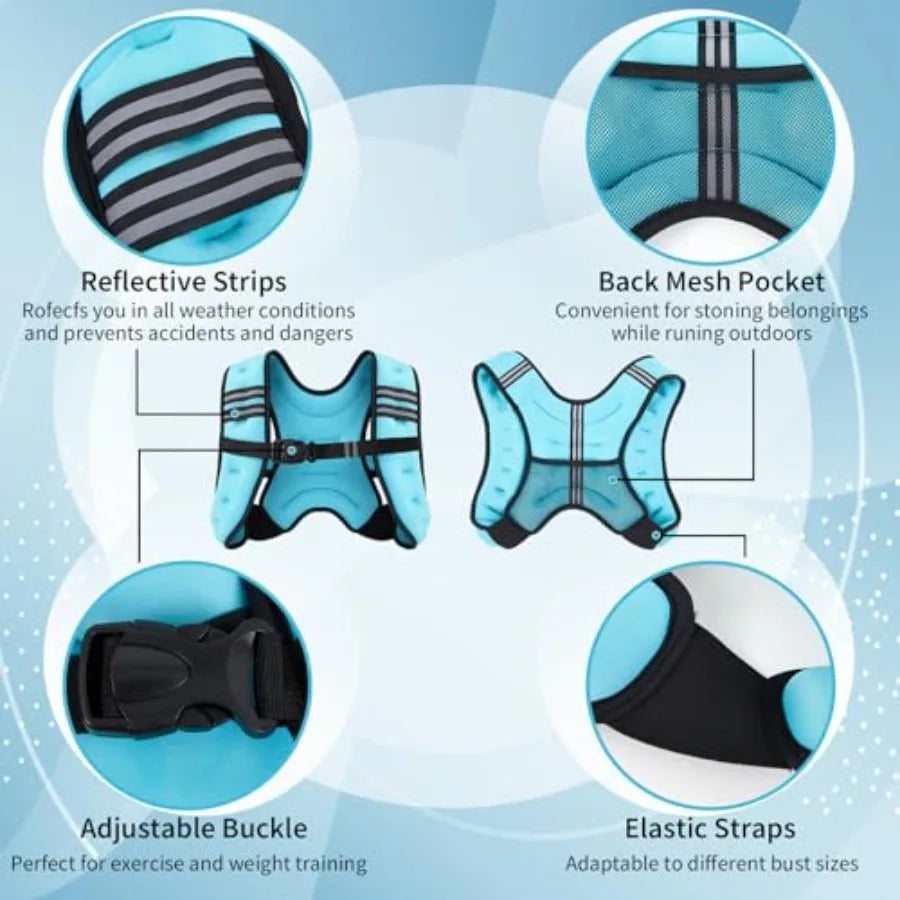 Weighted Vest Set for Women 10 lb Adjustable Rucking Vest with Pair of 2 lb Wrist Leg Arm Weights for Running Walking Workout a
