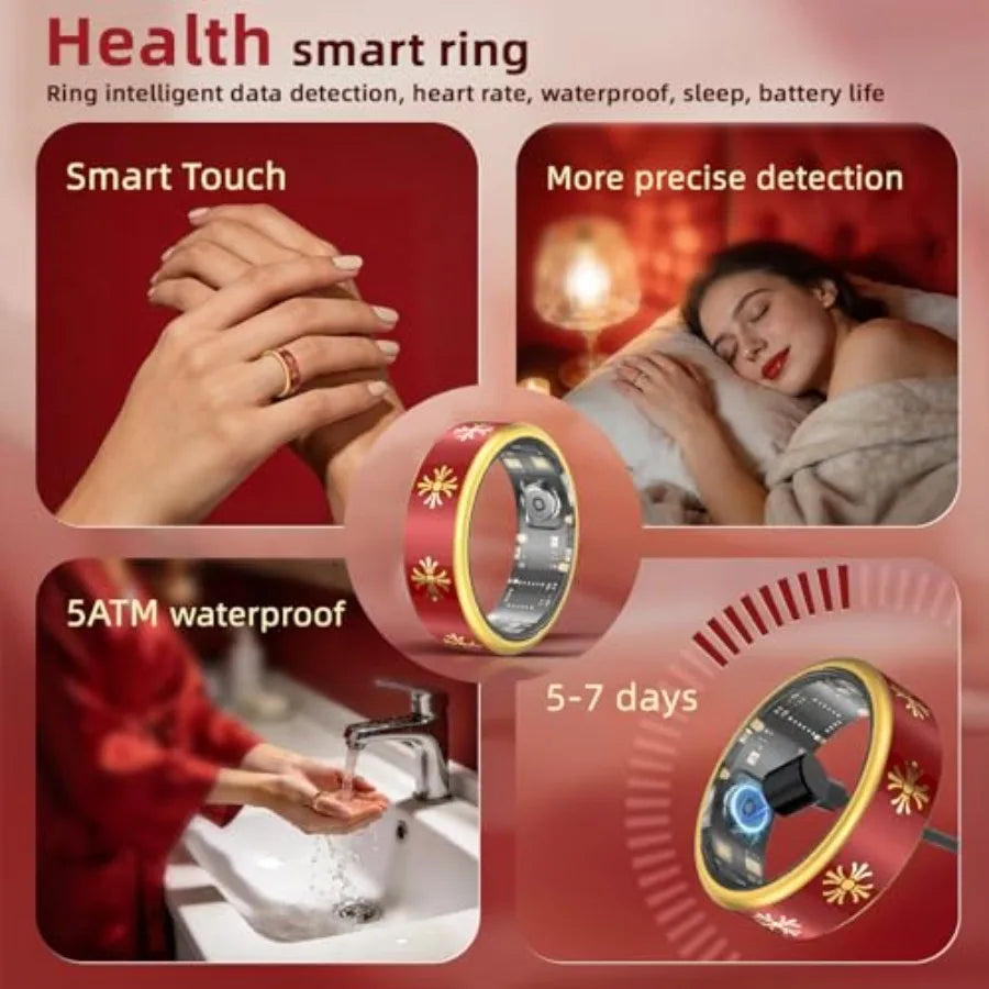 Smart Ring for Women Men Fitness Tracker Ring with Heart Rate Monitor Sleep Tracker Fitness Tracker No Subscription Fee IP68 Wa