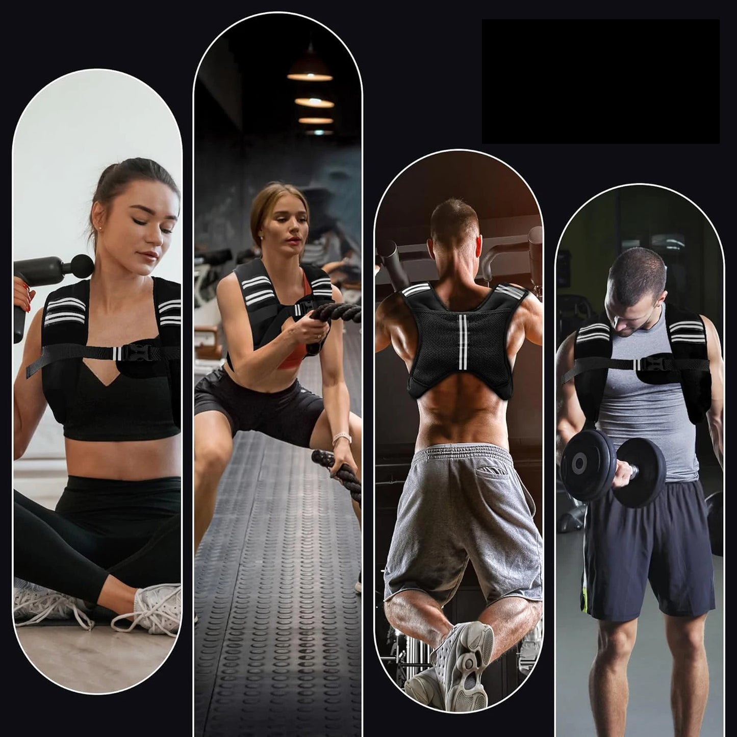 12lb Weight Vest with Reflective Stripe/Pocket for Workout, Strength Training, Running, Fitness, Muscle Building, Weightlifting