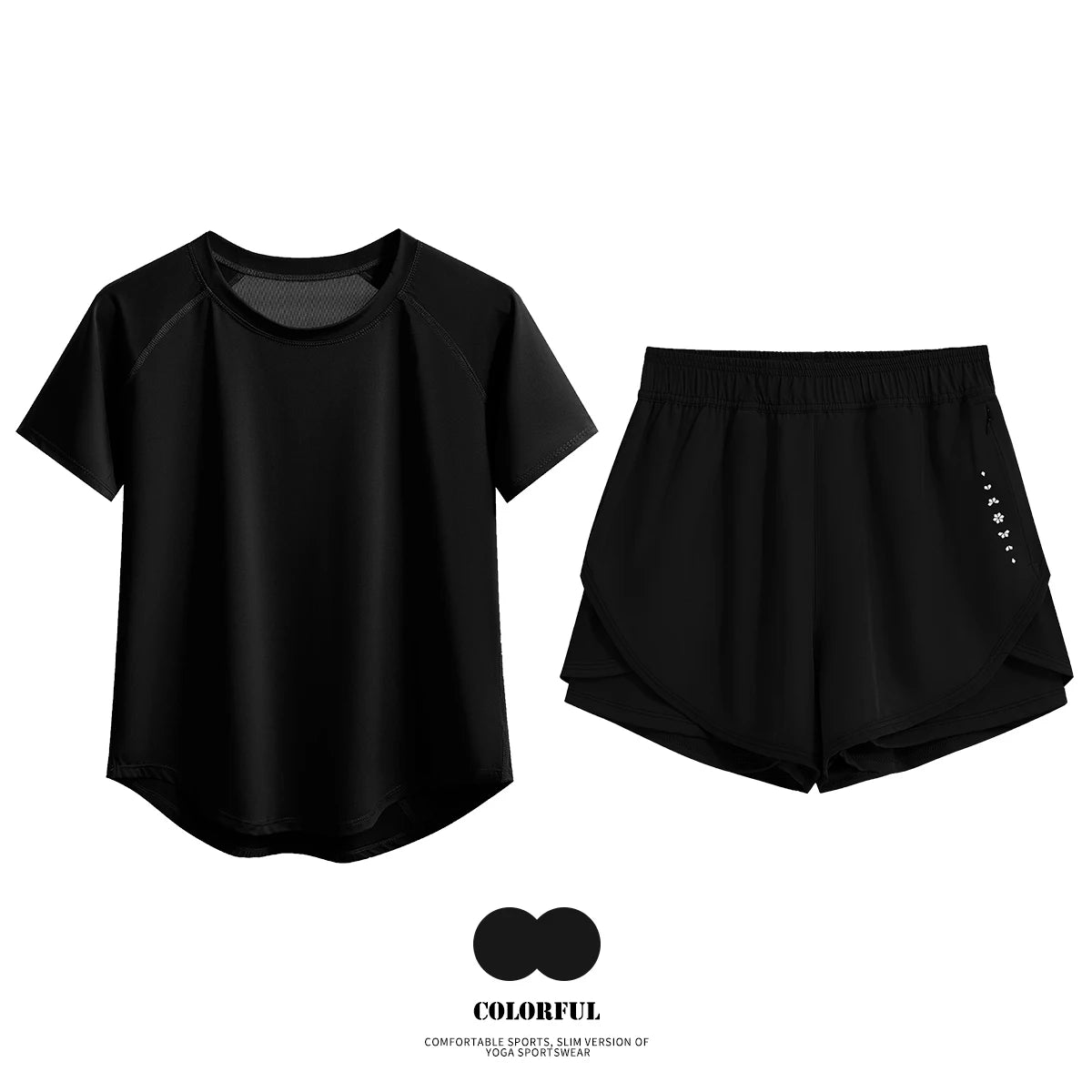 DRUR 2pcs Gym Set Women Summer Sportswear Outfit 2 Piece Short Sleeve Sports Shirt Shorts Sets Jogging Suit Female Tracksuit New