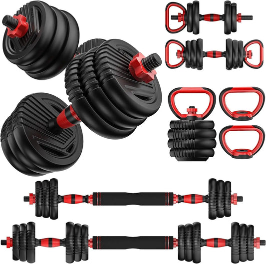 Adjustable 4-in-1 Dumbbell Set 20-90lbs, Home Gym Equipment for Men & Women