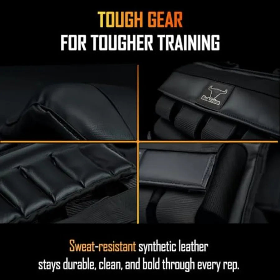 Vestly Pro Adjustable Leather Weighted Vest for Men with Wrist Ankle Weights Up to 35 lb Premium Durable Breathable fo