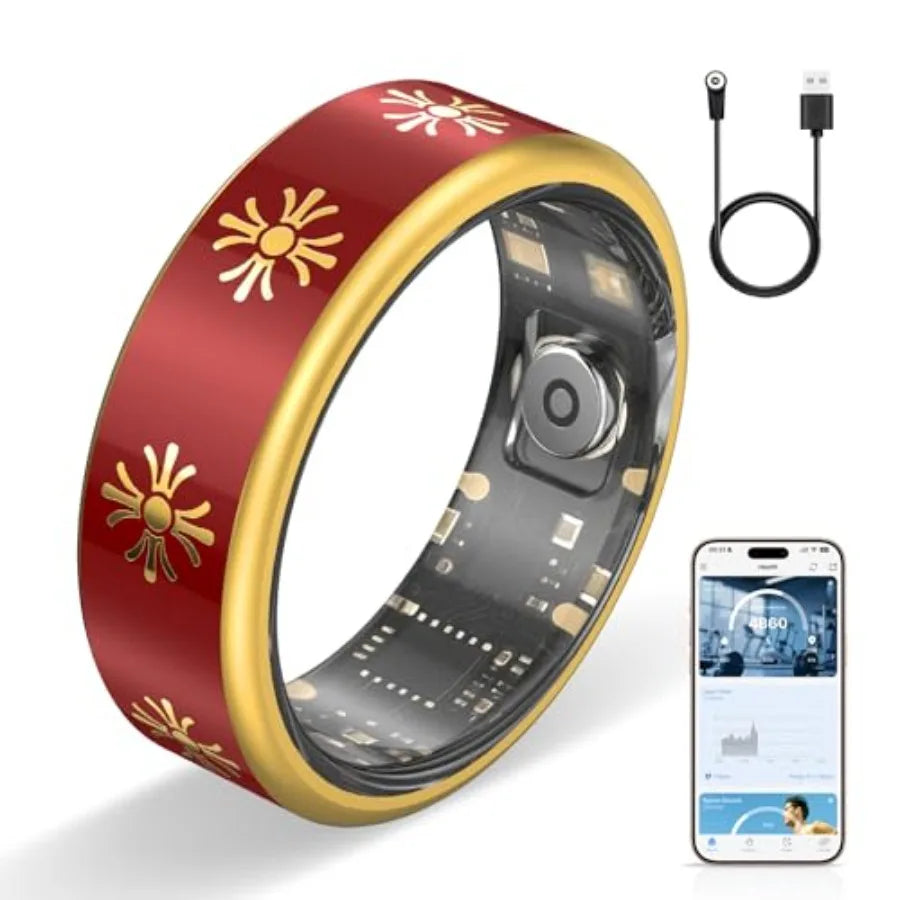 Smart Ring for Women Men Fitness Tracker Ring with Heart Rate Monitor Sleep Tracker Fitness Tracker No Subscription Fee IP68 Wa