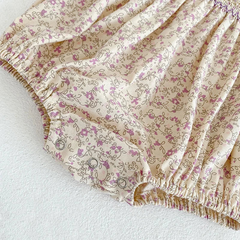 New Summer Baby Girl Clothes Short Sleeve Lace Flower Girls Dress Cotton Baby Romper
