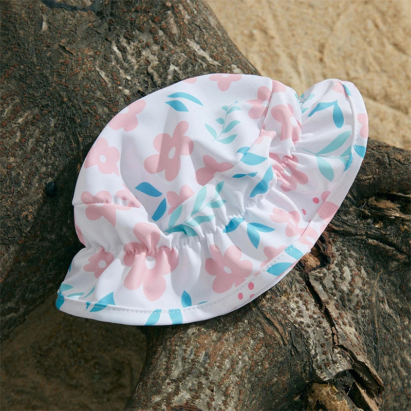 MISOWMNJOY Floral Print Kids Baby Girls Swimsuits Summer Kids Beachwear Long Sleeve Ruffle Bathing Suit Infant Swimwear with Cap