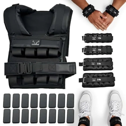 Vestly Pro Adjustable Leather Weighted Vest for Men with Wrist Ankle Weights Up to 35 lb Premium Durable Breathable fo