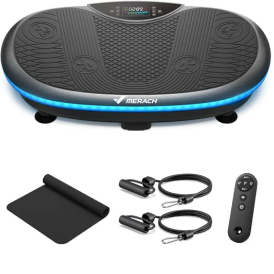 MERACH 4D Vibration Plate Exercise Machine for Home Fitness with Bluetooth Light Pull Cord Whole Body Workout Vibrating Platfor
