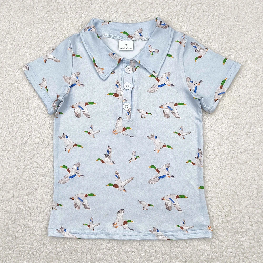 New Fashion Baby Boys Clothes Duck Stripe Buttons Tee Shirts Tops Spring Boutique Kids Clothes Toddler Boys Pullovers Tops Hot