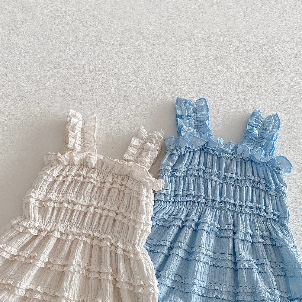 Newborn Baby Girl Romper Summer Sleeveless Smocked Cotton Infant Bodysuit Baby Clothes 0-24 Months Casual Ruffles Jumpsuits