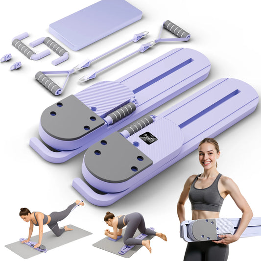 Abdominal Pilates Board Detachable Resistance Bands LCD Display Split Strength Ab Core Trainer Push-up Workout for Men Women