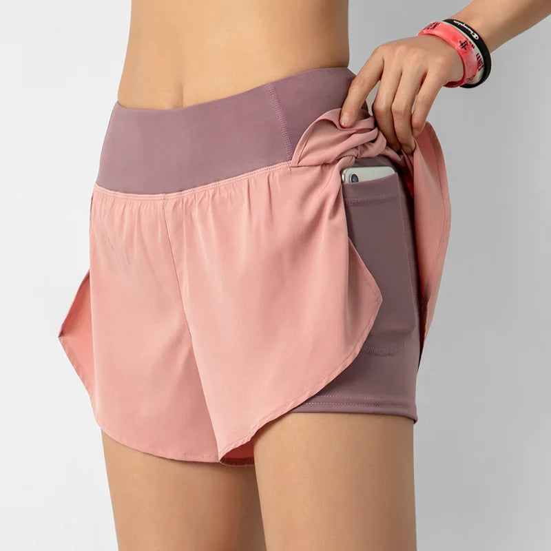 Women's Non See-Through Quick Dry Breathable Yoga Shorts with Side Pockets Summer Running Gym Workout Athletic Hot Pants